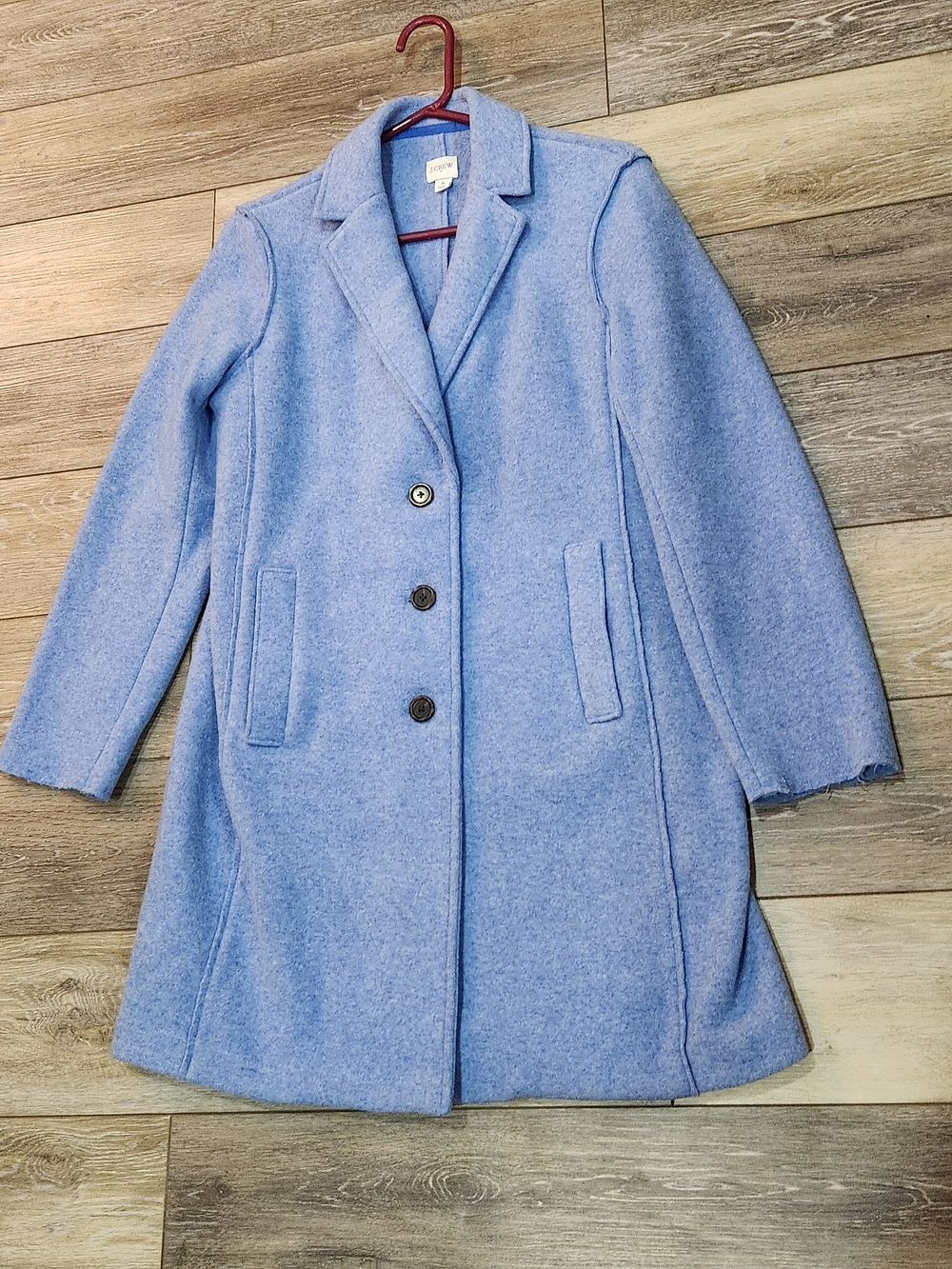 J. Crew Cornflower Light Blue Wool-Blend Single-Breasted Pea Coat Size 8 - Picture 2 of 8